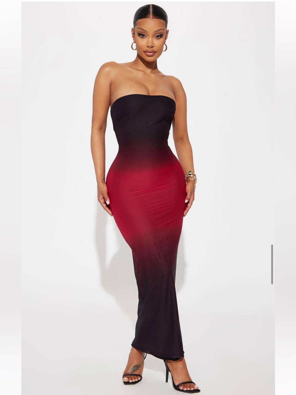 Amara Mesh Maxi Dress - Red Ombré Size M NWT